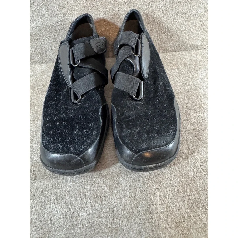 Stuart Weitzman Easy Straps Sneakers Women 8 Black Suede Leather Velcro Low Top
